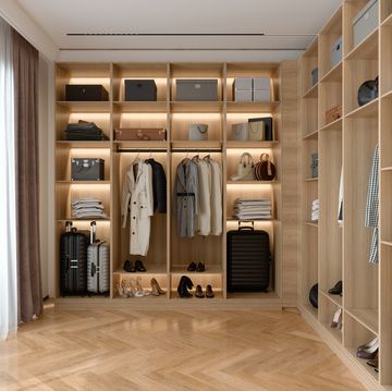 modern dressing room interior with wardrobe