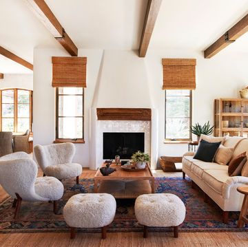living room with rafters