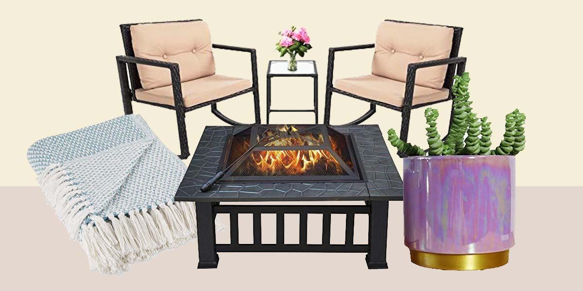 collage of patio items