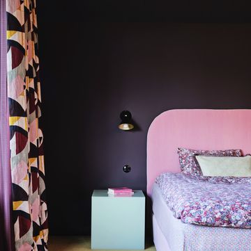bedroom with pink accents